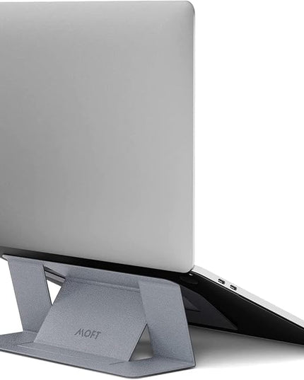 MOFT Laptop Stand for Desk, Stick-On Computer Stand with Dual-Angle, Ergonomic Laptop Riser Holder for Travel, Foldable & Portable MacBook Stand Fits 11.6"-16" Laptops, Silver