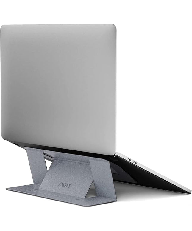 MOFT Laptop Stand for Desk, Stick-On Computer Stand with Dual-Angle, Ergonomic Laptop Riser Holder for Travel, Foldable & Portable MacBook Stand Fits 11.6"-16" Laptops, Silver