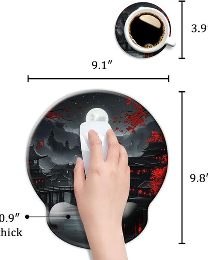 Ergo Comfort Gel Wrist Rest Mouse Pad-Ergonomic Office Mousepad with Wrist Support-Non-Slip, Design Desk Accessories Mat for Home&Game Decor Full Moon