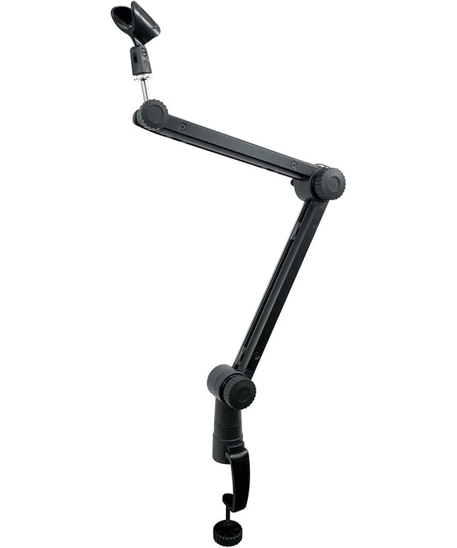 Rockville RG30 ROGAN STAND 30" Pro Boom Arm Mic Stand, Fixed Mount, Desk Clamp, Adjustable Height, Built-in XLR Cable, Foldable, Aluminum Build for Podcasting and Streaming