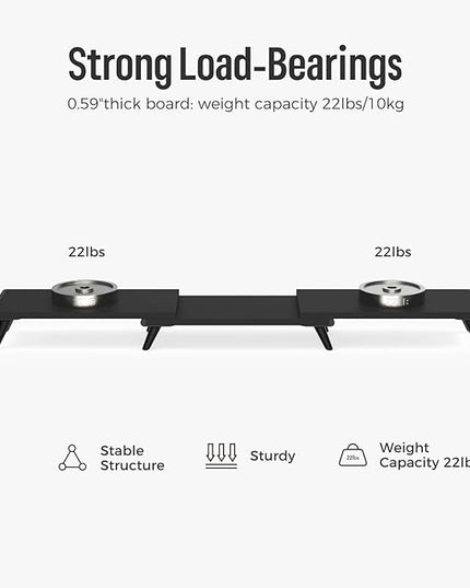 loukin Dual Monitor Stand Riser for Desk, 43.6"*8.2"*3.2" Large Computer Stand for 2 Monitors, Laptop, Printer, Length and Angle Adjustable Computer Shelf, Home Office,Max 43.6" Length(Black)