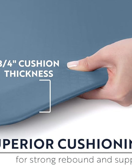 KANGAROO Thick Ergonomic Anti Fatigue Cushioned Kitchen Floor Mats, Standing Office Desk Mat, Waterproof Scratch Resistant Topside, Supportive All Day Comfort Padded Foam Rugs, 20x32, Sky Blue