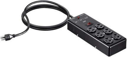 Monoprice Metal Surge Protector Heavy Duty Power Box - 6 Outlet - Black with 6 Feet Cord/Cable, 540 Joules, UL Certfied