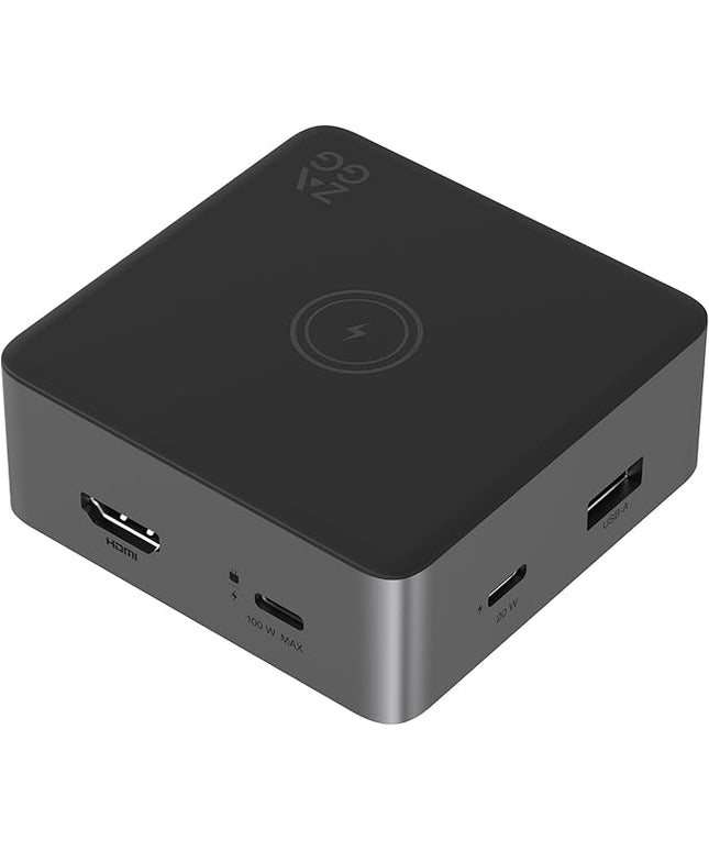 ZAGG 4-Port Hub with Wireless Charging - USB-C PD 100W, HDMI 4K, USB 10Gbps, High-Speed Charging & 4K Display, for Travel, Compatible w/Windows, macOS, iPadOS, ChromeOS, Android