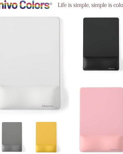 univo colors Design-Wave Wrist Rest Mouce Pad,PE Mouse Sliding Panel+Artificial Sheepskin+Memory Foam+Ergonomic+Anti-Slip Gel,Resilience Support During Work and Gaming,Mouce Accessory,Yellow