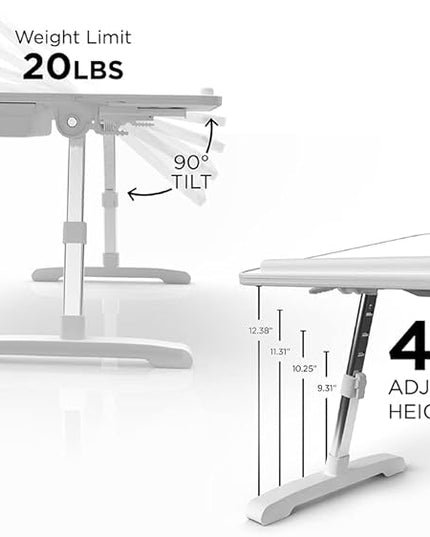 Limitless TotalDesk Portable Workstation and Lap Desk with Adjustable Height & Tilt (White)
