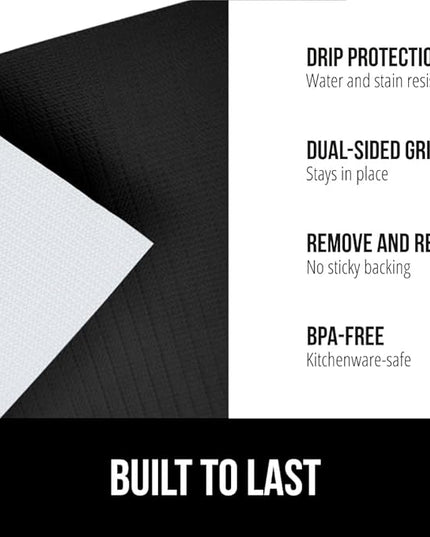 GORILLA GRIP DripGuard Shelf Liner, Non Adhesive Drawer and Kitchen Cabinet Protector, 24x240 Inch, Slip Resistant BPA Free Smooth Surface Plastic Liners for Cabinets, Bathrooms, Closets, Black