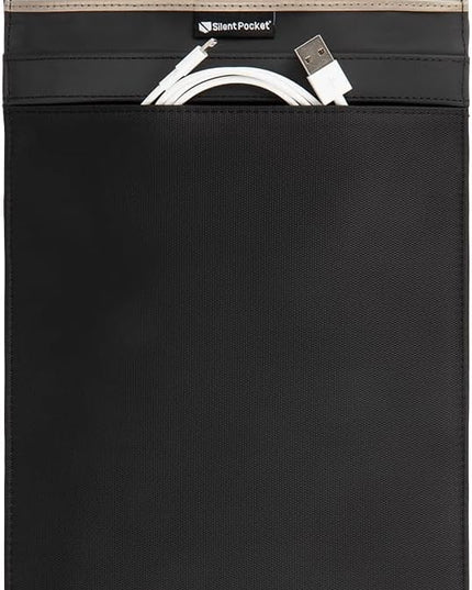 SLNT Faraday Bag Tablet Sleeve with Silent Pocket - Leather or Weatherproof Nylon, Signal Blocking Device Shielding for iPad, Samsung Galaxy Tab, Most Tablets for Travel, Privacy (Black Nylon, Large)
