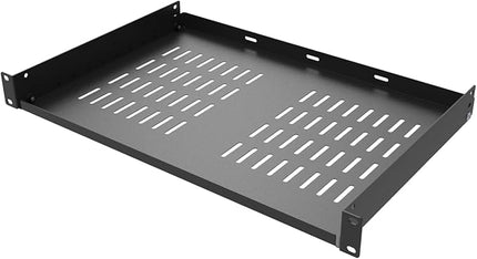 2 Pcs of 1U Universal Rack Shelf, 12" Deep Vented Cantilever Rack Tray for 19" Networking Cabinet or Rack, Black 2 Pcs (12 inches 2 Pcs)