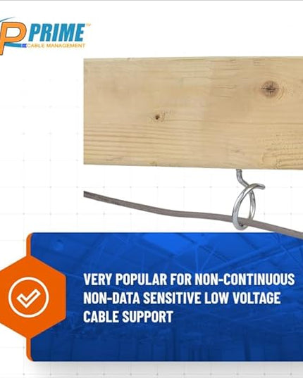 Heavy Duty Bridle Rings 100 Pack – 1-1/4 Inch Wood Screw Cable Support Hangers | Zinc-Plated Steel Threaded Cable Rings for Low Voltage Cable Management (Electrical & Network Wire Organizer)