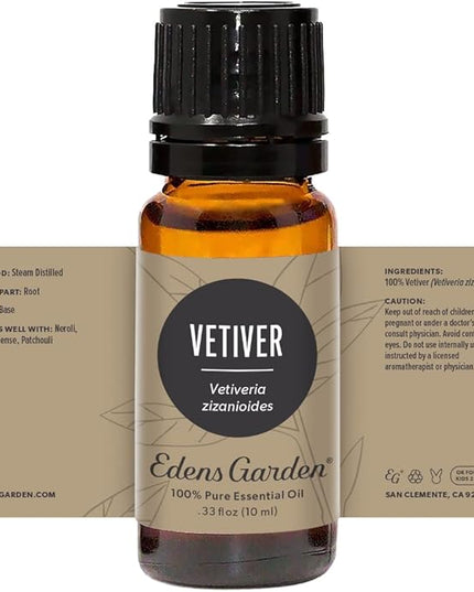 Edens Garden Vetiver Essential Oil- 100% Pure Premium Grade, Undiluted, Natural, Therapeutic, Aromatherapy, The Best for Diffuser, Skin, Humidifiers, Kid Safe 10 ml (.33 fl oz)