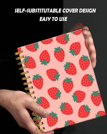 Spiral Journal Notebook for Women,A5 College Ruled Notebooks 6"x 8.4", 120 Pages (60 Sheets) Lined Journal with Premium Thick Paper,Perfect for School Office Home(Pink Strawberry)