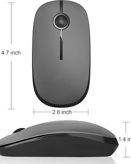 VssoPlor Wireless Mouse, 2.4G Slim Portable Computer Mice with Nano Receiver Quiet Silent Optical Laptop Mouse for Notebook, PC, Laptop, Computer-Black and Gray