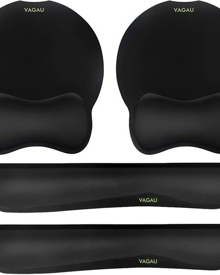 VAGAU Premium Keyboard Wrist Rest and Mouse Pad Wrist Support, Ergonomic Memory Foam Set for Office, Laptop, Mac, Computer and Gaming, Comfortable Typing &Wrist Pain Relief (2 Pack)