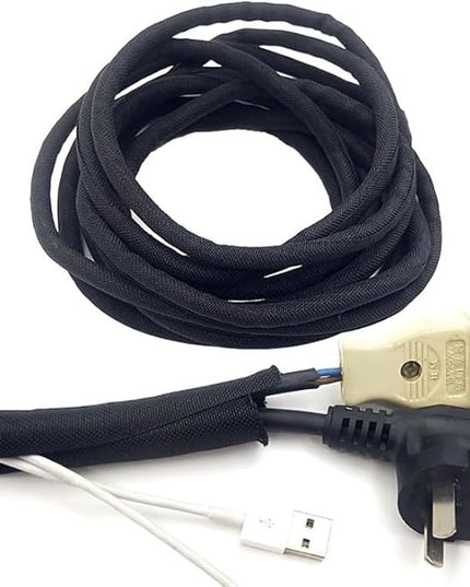 Braided Split Wire Loom Black Wire Cover Protective Harness Tubing Cable Management Self Wrap Cord Sleeve Mesh Woven 1"-24ft