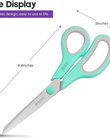 iBayam 8 '' Multipurpose Heavy Duty Scissors Bulk 36-Pack, 2.5mm Thickness Ultra Sharp Blade Shears with Comfort-Grip Handles for Household School Office Supplies, Right/Left Hand Tools