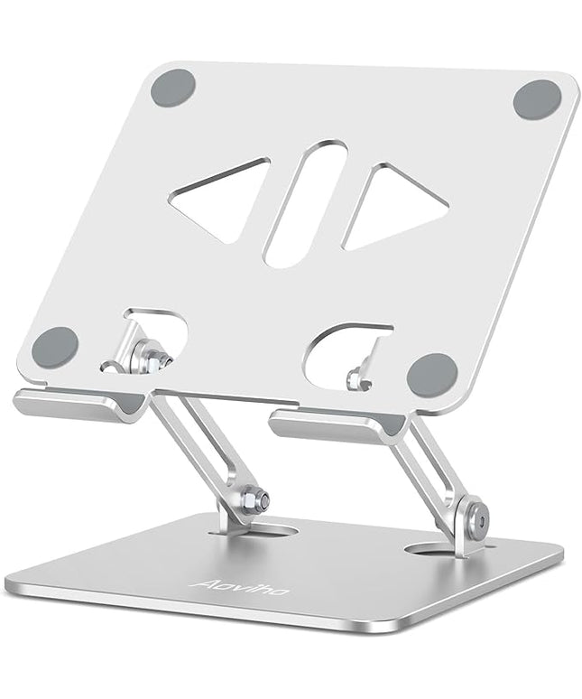 Tablet Stand Holder for Desk, Adjustable Desktop Tablet Holder, Foldable Aluminum Tablet Mount for iPad pro 11, iPad Air Mini, Samsung Galaxy Tabs Z Fold Kindle Fire 4-12 inch, Silver