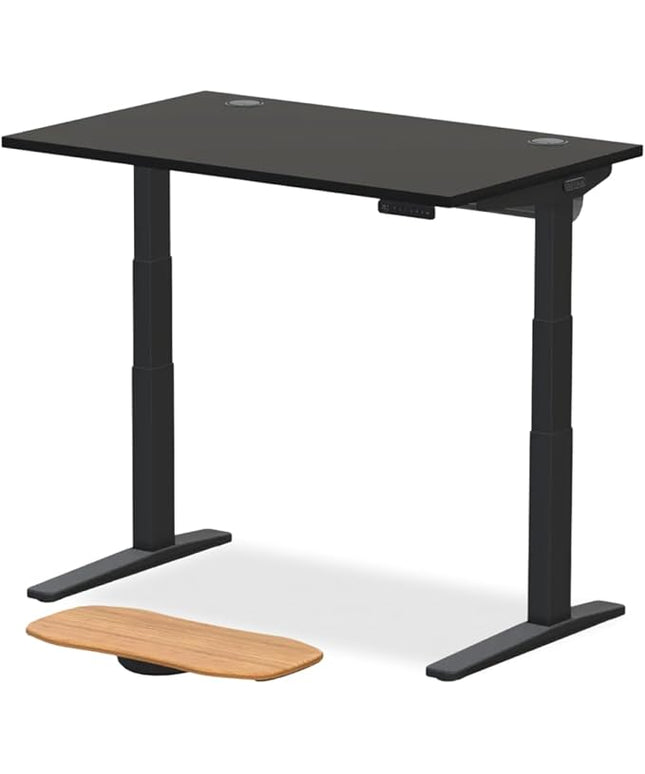 UPLIFTDESK V3 2-Leg Black Laminate Wood Standing Desk – Adjustable Height, Advanced 1-Touch Memory Keypad, Under Desk Cable Management, Wire Grommets & Rocker Board (Black C-Frame, 48 x 30 inch)