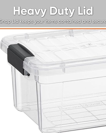 Superio Clear Storage Boxes with Lids, 3.5 Quart Plastic Container Bins for Organizing, Stackable Crates, BPA Free, Non Toxic, Odor Free, Organizers for Home, Office and Dorm, 8 Pack