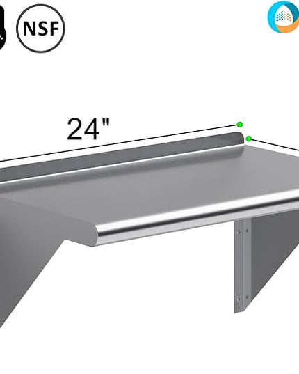 AmGood 24" Long X 14" Deep Stainless Steel Wall Shelf | NSF Certified | Appliance & Equipment Metal Shelving | Kitchen, Restaurant, Garage, Laundry, Utility Room