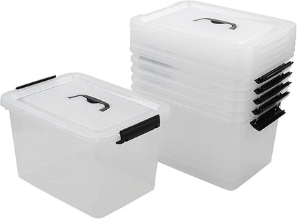 Zopnny 12 Quart Storage Latch Bins with Handles, Plastic Clear Storage Box with Lid, 6 Pack