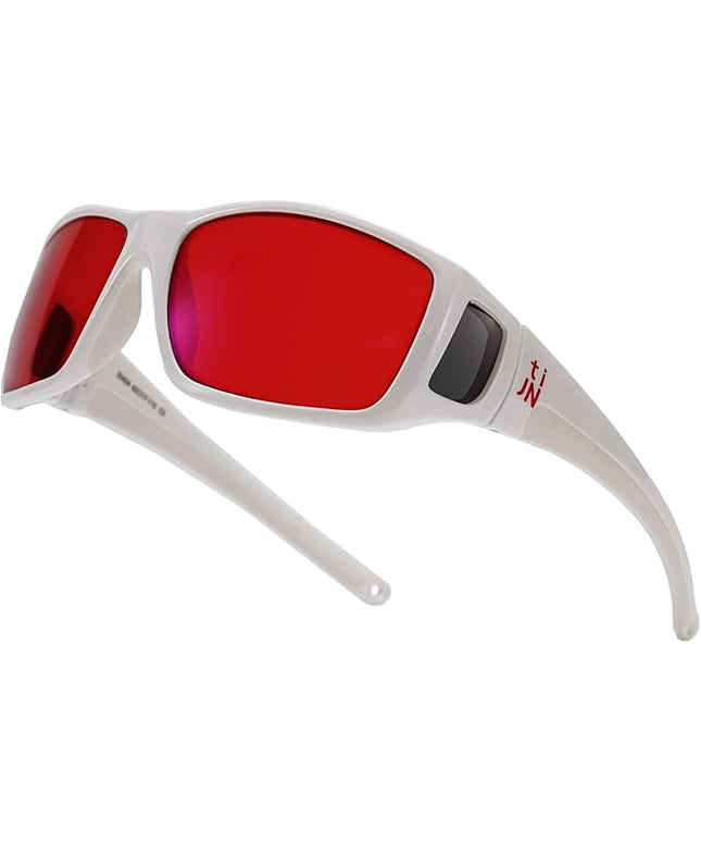 TIJN Sonia Sleep Glasses for Blue & Green Light Blocking,Red Lens with Dual AR Coating,Wraparound Frame for Gaming Screen