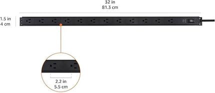 Amazon Basics Surge Protector Power Strip, 12-Outlet, Heavy Duty, Metal, 600 Joules, 6ft Extension Cord, Wide Spaced, Mountable, Black
