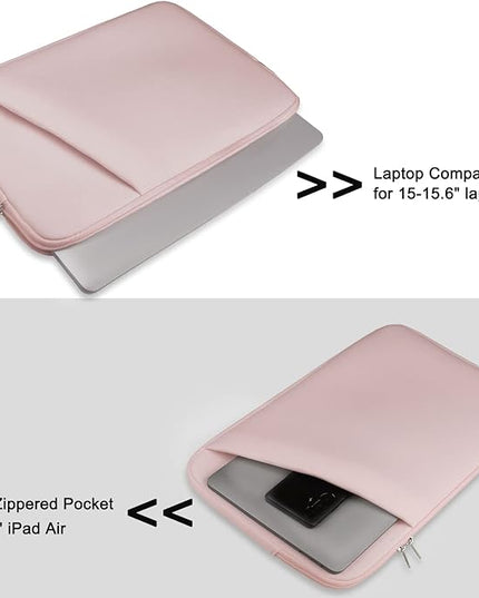 Laptop case 15.6 inch, Durable Briefcase Shockproof Protective Cover, Handbags Portable Laptop Bag for 15.6 inch HP Dell Asus Lenovo Notebook Computer Sleeve with Front Pocket, Pink