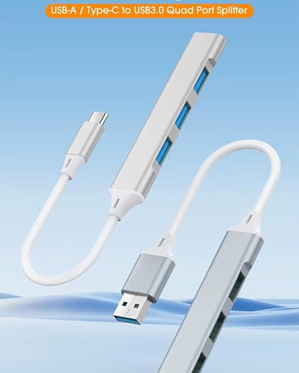 Mac USB C Adapter - Type C USB Adapter Hub with 4 Ports: 1 USB 3.0 + 3 USB 2.0, Ultra-Slim Aluminum Design, 5Gbps Transfer, Adapter for Mac USB C, Type C USB Hub (Grey)