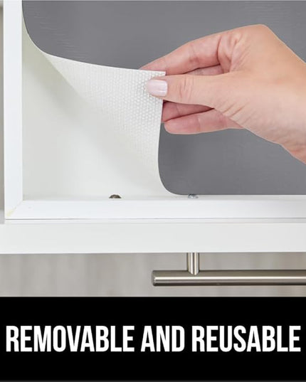GORILLA GRIP DripGuard Shelf Liner, Non Adhesive Drawer and Kitchen Cabinet Protector, Slip Resistant BPA Free Smooth Surface Plastic Liners for Cabinets, Bathrooms, Closets, 17.5x120 Inch, Gray