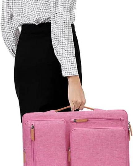 MOSISO 360 Protective Laptop Case 16 inch, 15-15.6 inch Laptop Sleeve Compatible with MacBook Pro 16, HP, Acer, Dell, Lenovo, ASUS, Side Open Carrying Case with 4 Zipper Pockets&Handle, Rose Red