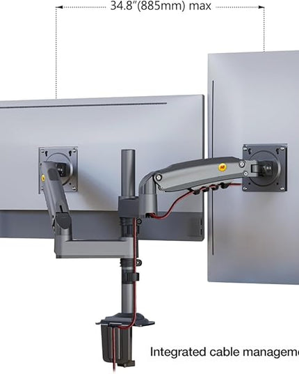 NB North Bayou Dual Monitor Desk Mount Stand Full Motion Swivel Computer Monitor Arm Fits 2 Screens up to 27'' with Load Capacity 4.4~19.8lbs for Each Monitor H180-G