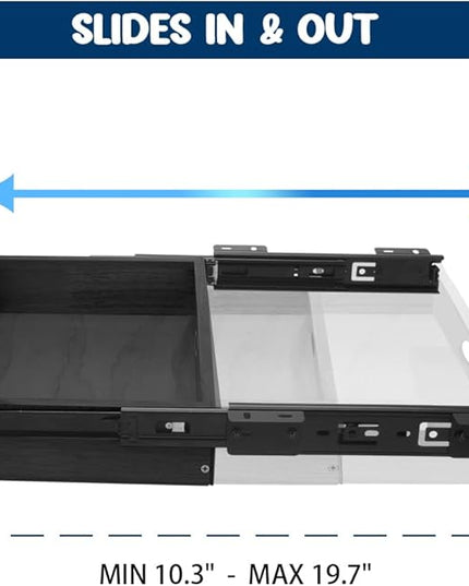 Upgrade Wood Under Desk Mounted Sliding Pull-out Drawer, Ball-Bearing Slides Under Desk Drawer Storage Organizer, Hanging Drawers for Desk, Hidden Desktop Organizer for Office Desks, Tables - Black