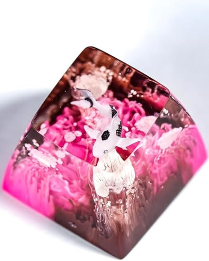 Kohaku Koi Artisan Keycap Pink Black Ocean R1 SA Profile Custom Keycaps 1U ESC Handmade Gaming Resin Key Cap Cherry MX Switch Compatible Mechanical Keyboard Koi Lover Gift