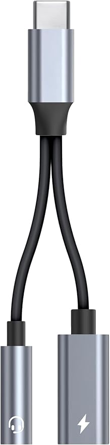 USB-C to 3.5mm Audio Headphone Adapter - HiFi and Charger 2-in-1 Compatible with Apple iPhone 15 Samsung Galaxy S24 S23 S22 S21 S20 Plus Pro Max Ultra Pixel iPad - Type C to Jack Dongle Adapter