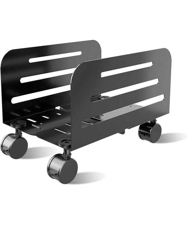 Suptek Computer Tower Stand,Mobile CPU Rolling Stand, 5.5 to 9.8 inch Wide Adjustable Mobile Cart Holder with Locking Caster Wheels,Gaming PC Holder,Steel Rolling Cart,Black(ZJJ005)