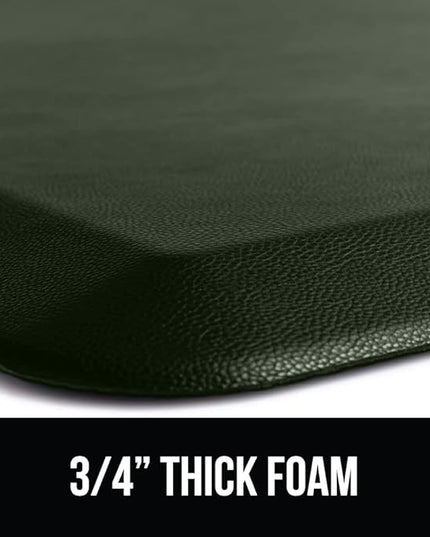 GORILLA GRIP Comfortable Cushioned Kitchen Mats for Floor, 48x20, Waterproof and Stain Resistant Soft Top, 3/4 Inch Thick Ergonomic Standing Desk Anti Fatigue Mat, Foam Supports Feet, Hunter Green