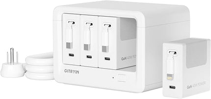 Gitryin 12-in-1 Desktop Charging Station with 3 Retractable Type-C Chargers and 1 Lightning Charger, 40W USB-C Power Strip with 33.5in Cable, Extension Cord with 1020J Surge Protection for Home Office