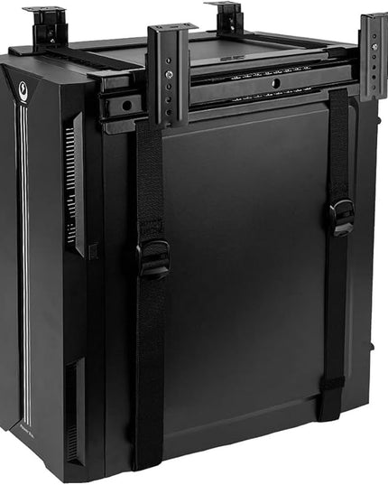 Under Desk Slide Out PC Mount with Anti-Scratch Sponge, Adjustable CPU Holder Bracket for Computer Tower (Black (Slide Access))