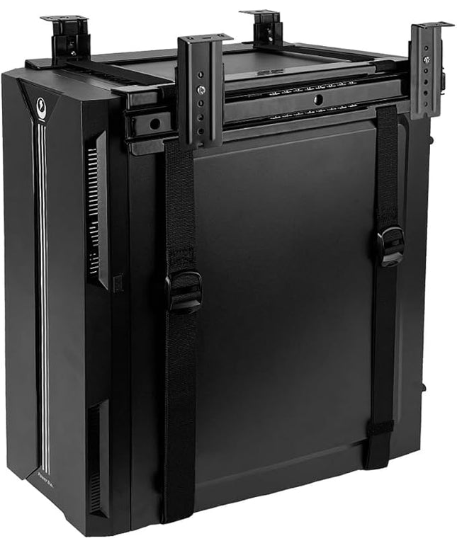 Under Desk Slide Out PC Mount with Anti-Scratch Sponge, Adjustable CPU Holder Bracket for Computer Tower (Black (Slide Access))