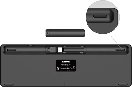 Arteck 2.4G Wireless Keyboard Ultra Slim Full Size Keyboard with Numeric Keypad and Media Hotkey for Computer/Desktop/PC/Laptop/Surface/Smart TV and Windows 10/8/ 7 Built-in Rechargeable Battery