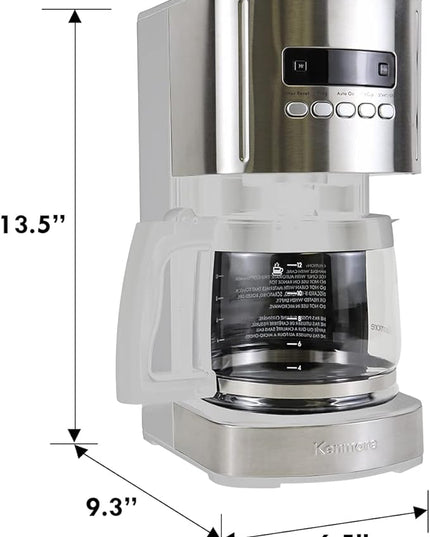 Kenmore drip Coffee Maker - 12 Cup programmable cafe machine with glass pot, regular & bold brew, auto shut off large water reservoir, reusable filter, kitchen appliances for cafeteria barista, White