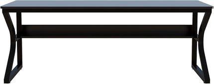 Extra Long Desk with Bookshelf - 71" Double Long Writing Table for 2-Person Workstation, Modern Study Work Computer Desk for Home and Office, Black