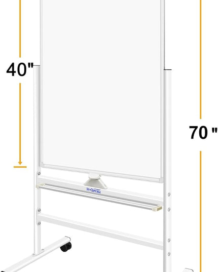H-Qprobd Magnetic Whiteboard Mobile Dry Erase Board with Stand 40"x28" Double Side Rolling Whiteboards on Wheels for Home, Office & School