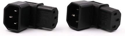 IEC C14 to C13 Power Adapter PDU Plug/Socket Down 90 Degree for LCD Wall Mount TV 2 Pack