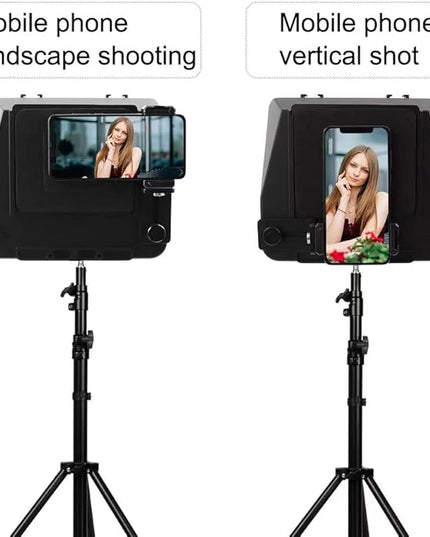A10 Portable Teleprompter for Smartphones & DSLR Cameras with Phone Holder, Remote Control Ideal for Live Streaming, Interviews, Speeches & Video Production