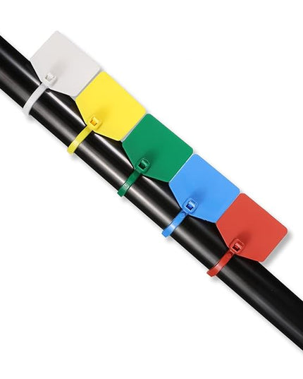 8 in Marker Nylon Cable Ties, Plastic Water Proof Tags, Self-Locking Written-on Cable Marker, Security Seals Label for Cabling, Wire Marking Label, Shipping Hanging Tags - Mulit colors/ 100pcs