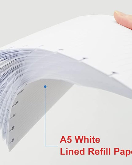 A5 TUL Discbound Lined Refill Paper, Junior Size 8 Disc Disbound Notebooks, 100Sheets/200Pages, 100gsm White Paper, 5.8'' x 8.2''