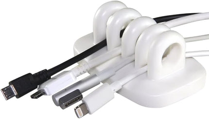 Desktop Cable Organizer, Weighted, No Bad Smell, Bundled with 2 Reusable Cable Ties (White)