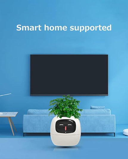 Intelligent Flower Pot, Electronic Bud, Maintenance Plant Assistant, Fun Interactive Flower Pot, Indoor Green Planting Monitoring, LCD Screen Display, Cell Phone APP Connection (White)